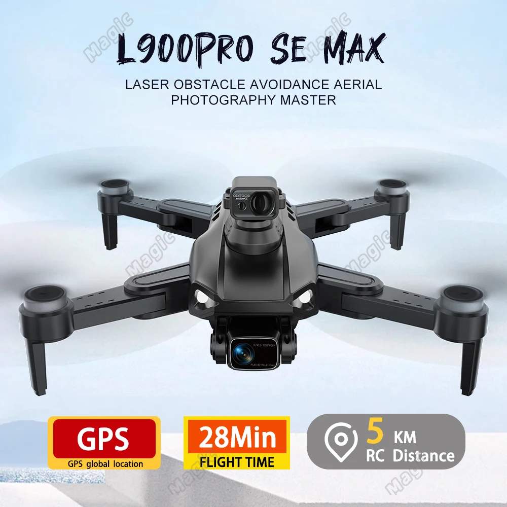 New L900 PRO SE MAX GPS Drone 4K Professional HD Dual Camera Four-way Intelligent Obstacle Avoidance Brushless RC Helicopter Toy