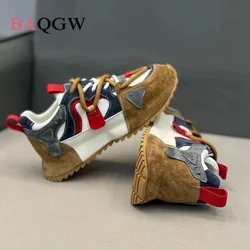 Designer Chunky Sneaker for Men Cover Bottom Board Shoes Fashion Casual Leather Breathable Increased Internal Platform Shoes