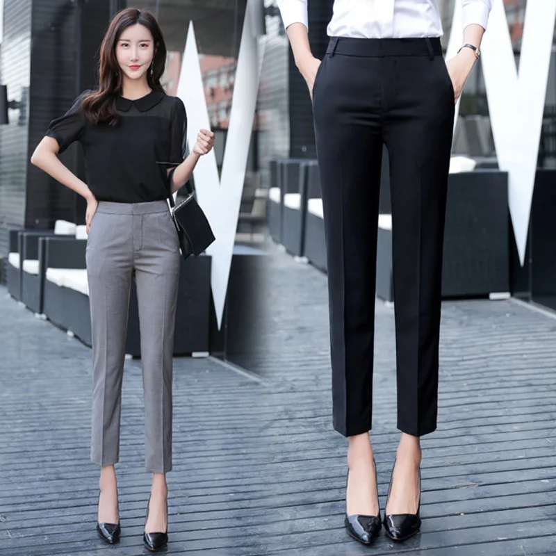 Suit Pants for Women Straight Skinny Trousers Loose Casual Cropped Pants 2019 Summer New Professional Work Pants Suit Pants