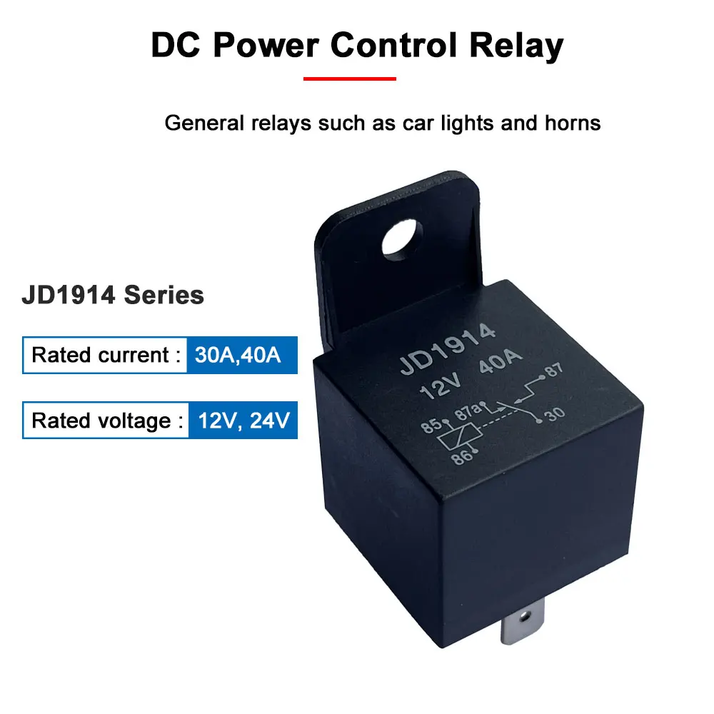JD1914 40A 12V 24V 5Pin 1NO1NC Konwertuj oświetlenie samochodowe DC, uniwersalny przekaźnik mocy klaksonu