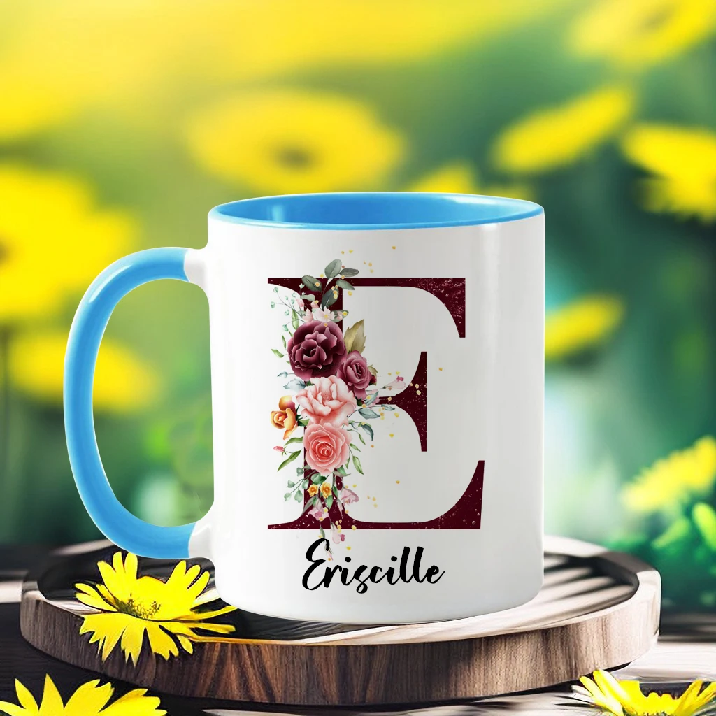 Custom Floral Water Cup, Personalized Coffee Mug, Creative Tea Mugs, Milk Cups, Tumbler, Birthday, Mothers Day, Surprised Gift