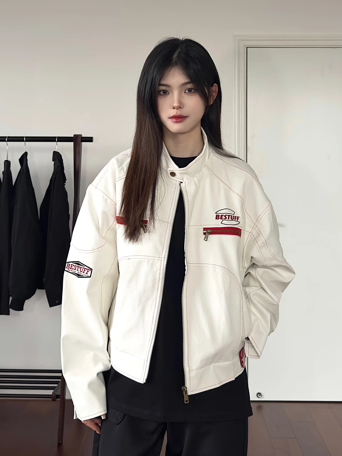 

Повседневная куртка из искусственной кожи свободного кроя для пар, в байкерском стиле, молодежная, однотонная, на молнии, осенняя одежда