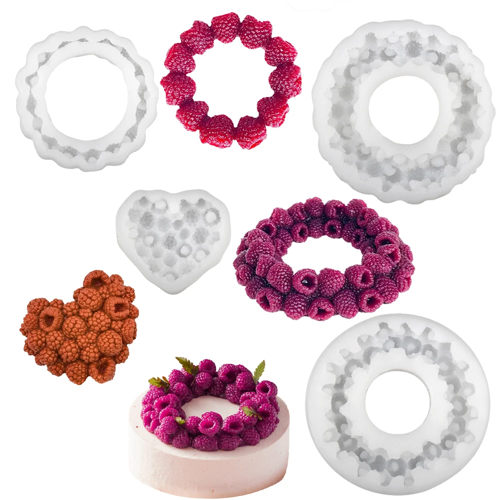 Raspberry Circle or Raspberry Heart Cake Mold French Dessert Silicone Cake Molds Pastry Decoration Baking Tools Kitchen Bakeware