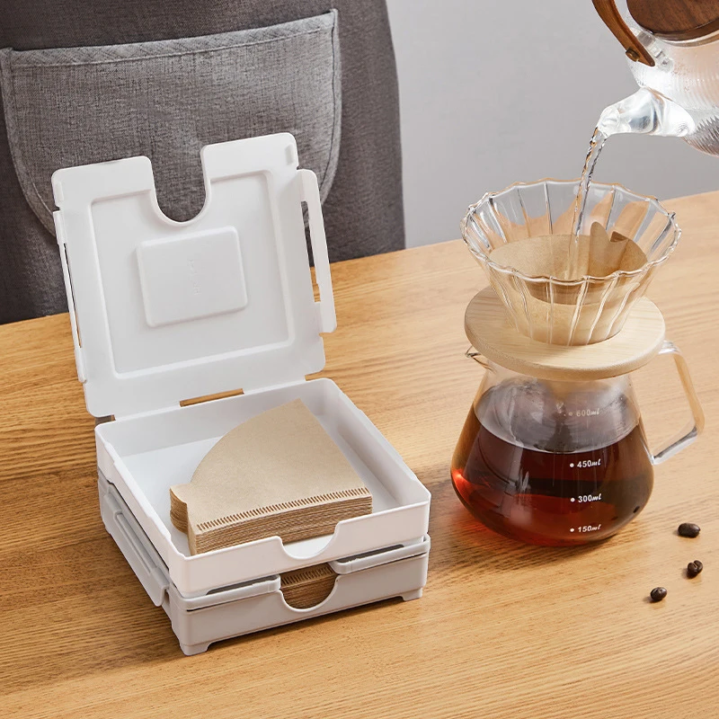 Hand-brew Coffee Filter Paper Box Household Filter Paper Dust-proof Box Magnetic Suction Wall-mounted Storage Box