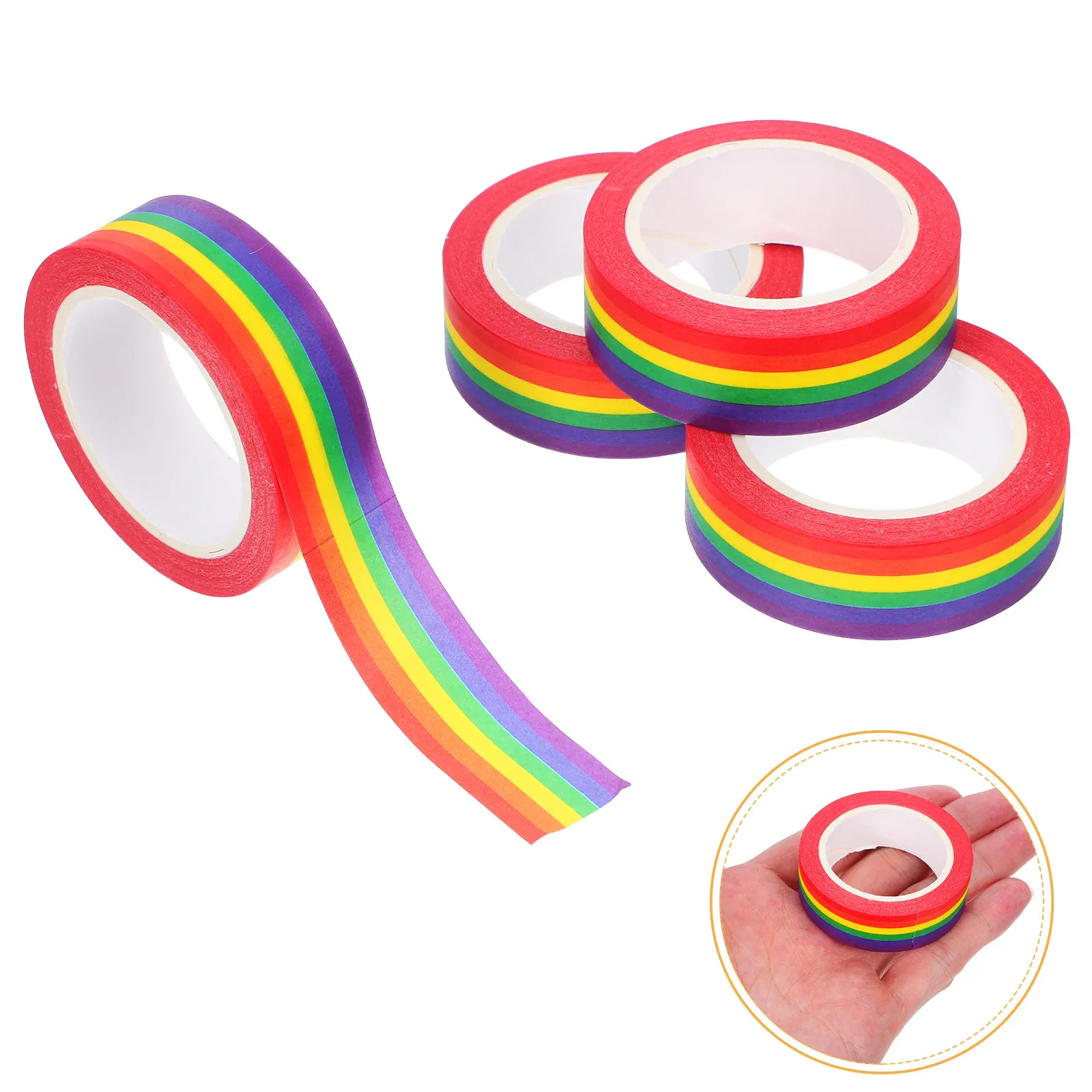4Pcs Creative Rainbow Washi Tape 15mmx10m Moderate-Adhesion Decorative Paper Tape for Planners Pride Parties DIY Craft