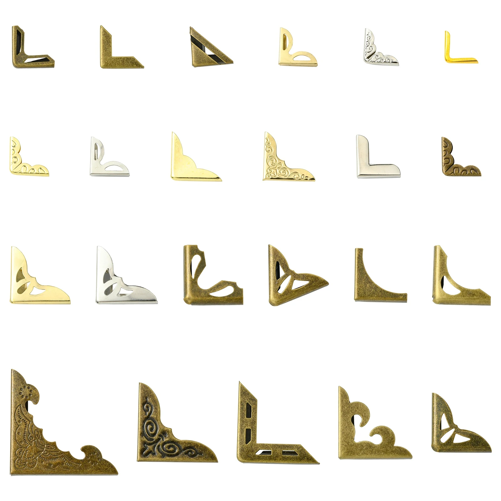 

46Pcs Vintage Metal Book Corner Protectors Antique Bronze Triangle Decorative for Albums Notebooks