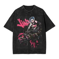 2024 Arcane Jinx game fans lover gifts  Washed Shirt Merch Harajuku T-Shirt  for Men Women Tees