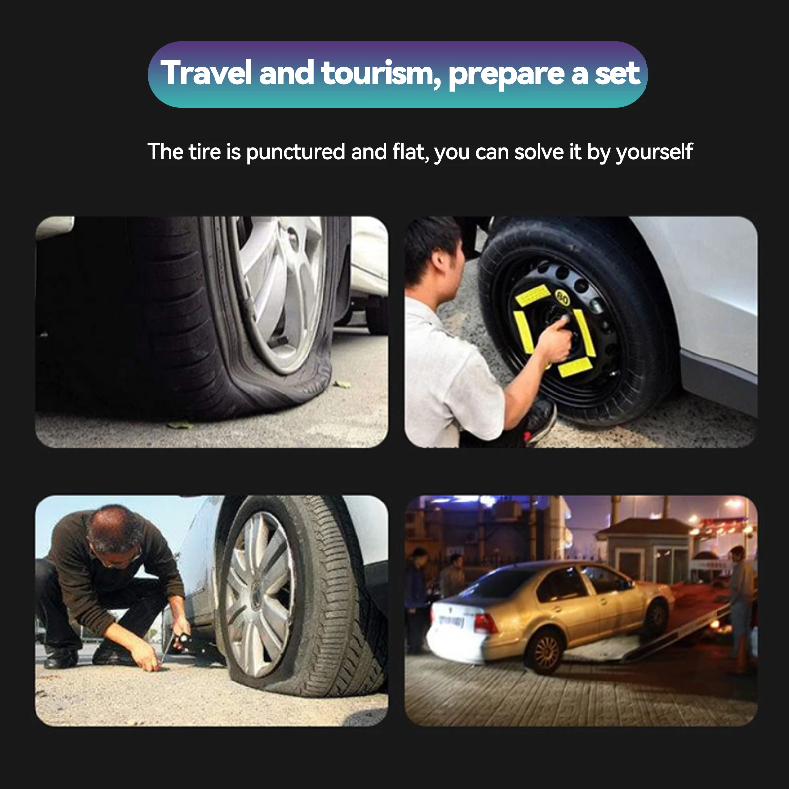 Kit de réparation de pneus de voiture Portable 45 pièces bricolage réparation facile outil de réparation de crevaison de pneus pour voiture motos ATVS tondeuses à gazon tracteurs camions