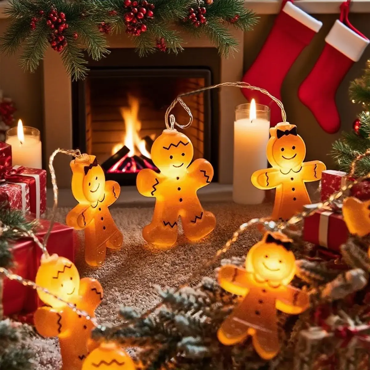 

1PC 10/20LED Christmas Men&Women Gingerbread Man String Lights Suitable For Home Outdoor Holiday Party Christmas Decoration