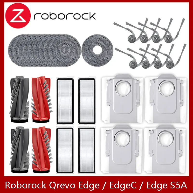 Fit For (Roborock Qrevo Edge / EdgeC / Edge S5A / 5V1 / Curv) Vacuum Parts Main Roller Side Brush Hepa Filter Mop Cloth Dust Bag