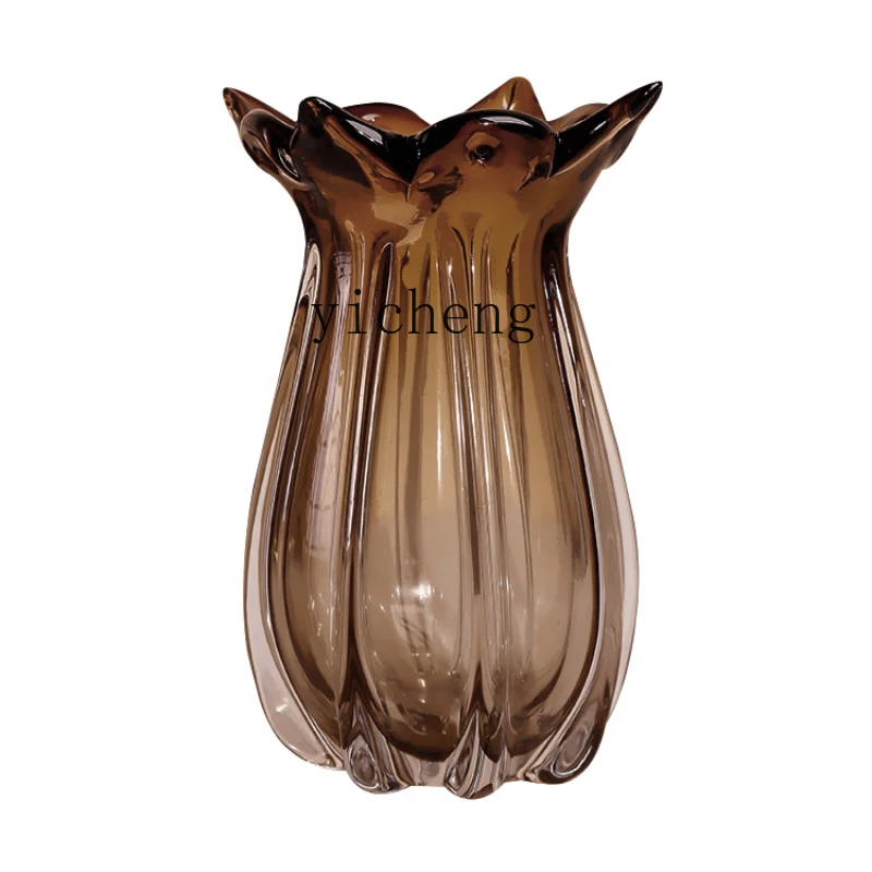 

Xl Modern Light Luxury Colored Glaze Petals Caliber Flower Decoration Decorative Glass Vase