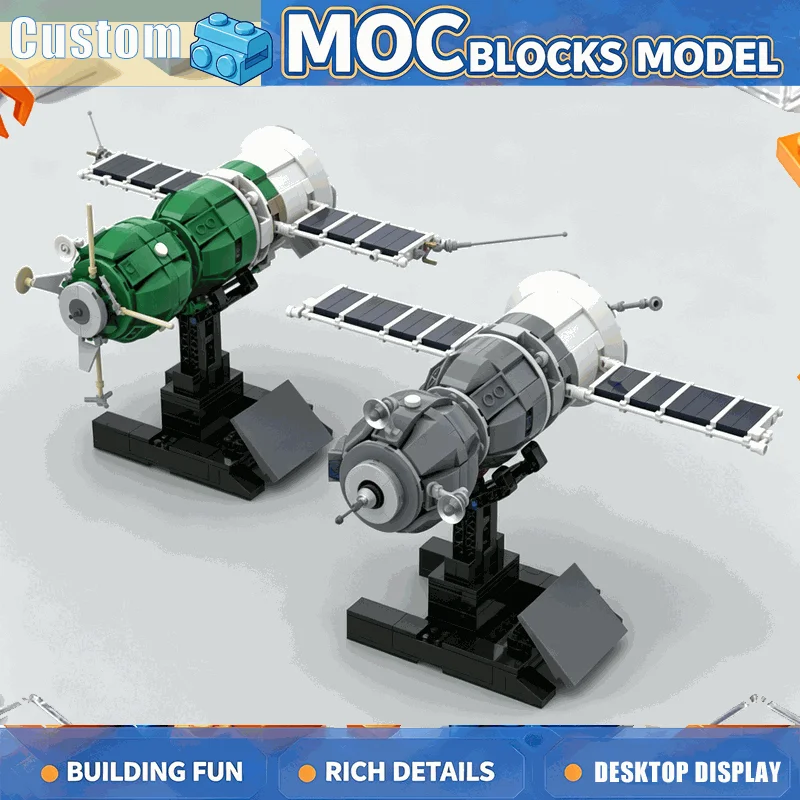 Twin Solar Panel Spacecraft Satellite Model Building Blocks MOC Creative DIY Assembly Educational Toy Outer Space Festival Gift