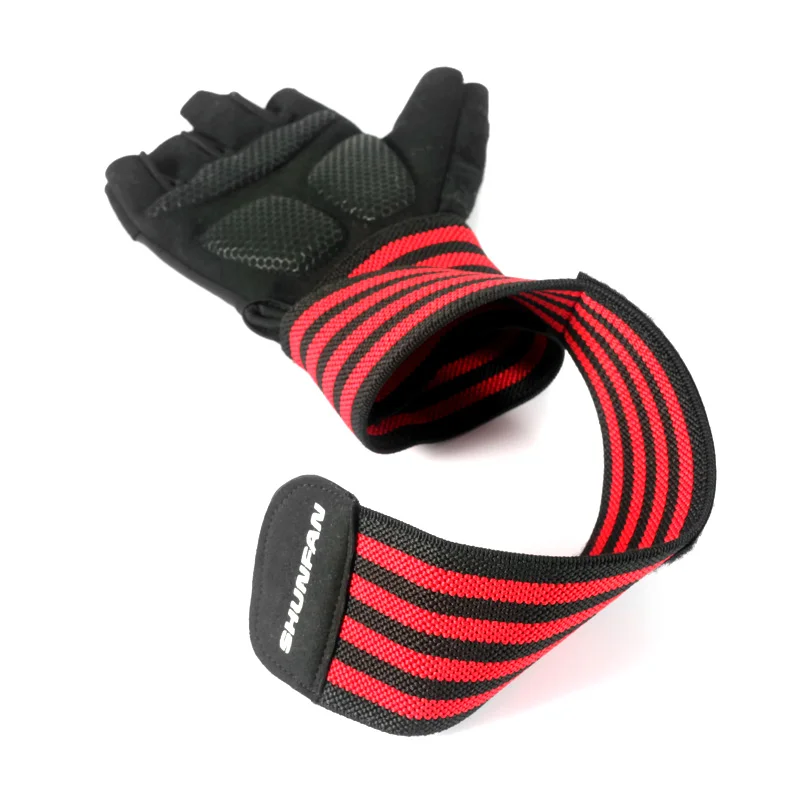 Body Building Gym Training Fitness WeightLifting Red Gloves Wrist Wraps Workout Half Finger For Men &Women WeightLifting