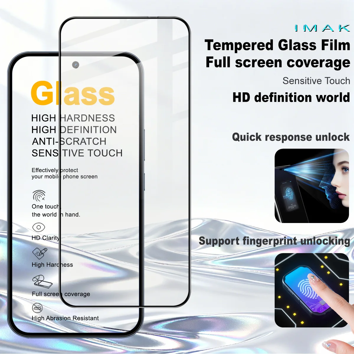 

Защитная пленка из закаленного стекла IMAK Pro+ для Realme 16 Pro 5G с поддержкой сканера отпечатков пальцев