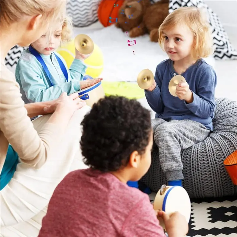 J1UL1N يده ممارسة الطبول 1 زوج 7 سنتيمتر/2.75 بوصة إصبع الصنج النحاس الصغيرة اليد الصنج للأطفال آلة أورف الموسيقية #4