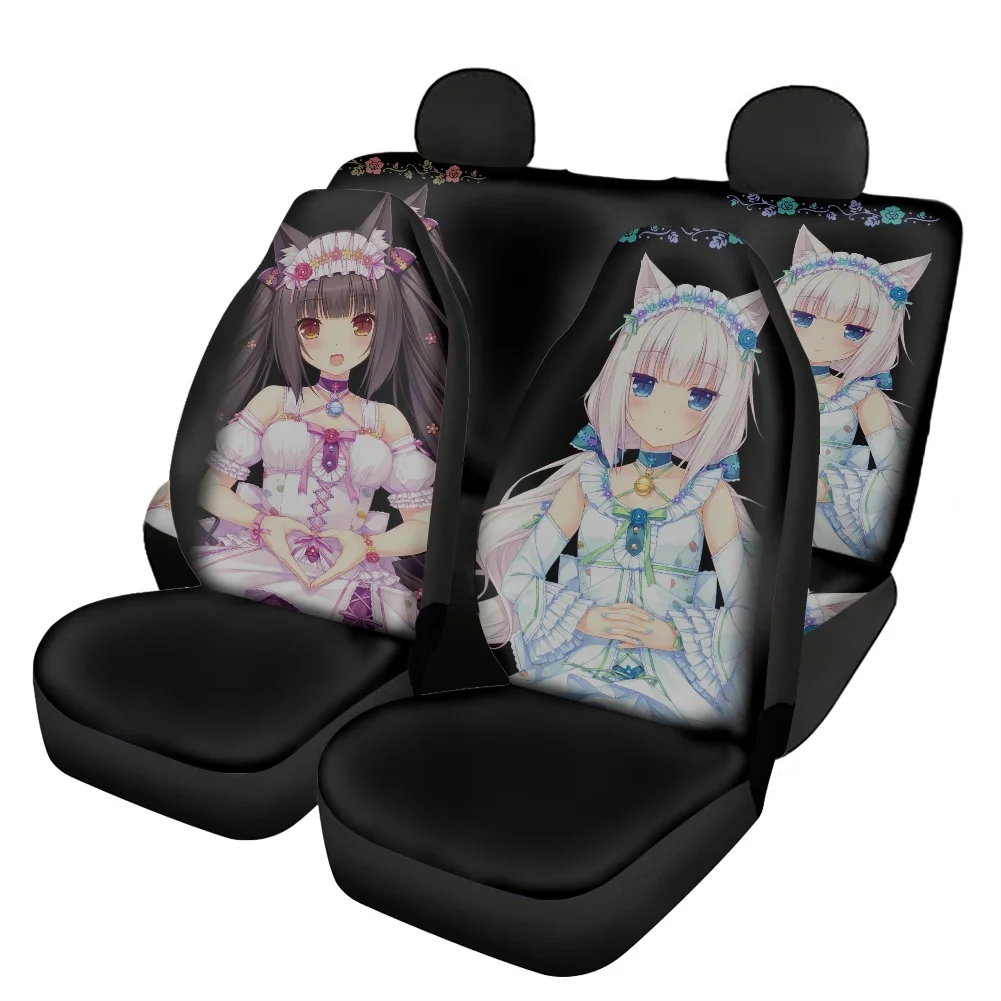 

Nekopara Cartoon Print Vehicle Seat Covers Front Back Seat Anime Girls Design Soft Car Seat Protector Multifunction Seat Covers