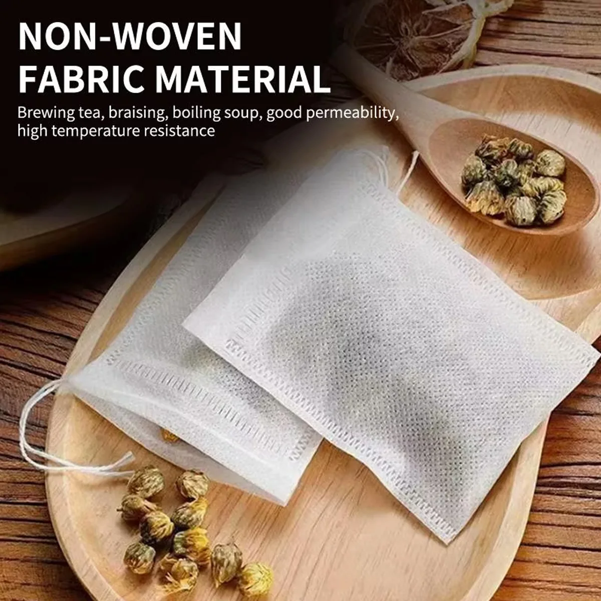 100PCS Disposable Tea Bags, Empty Drawstring Filter Bags Non-Woven Tea Bags Traditional Chinese Medicine Spices Seasonings