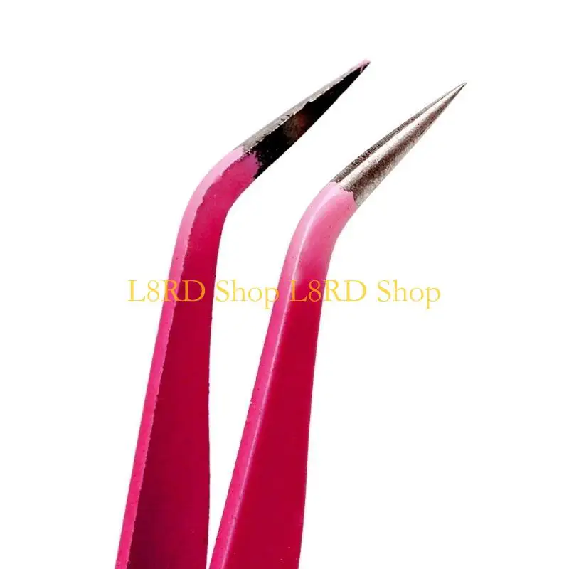 L8RD 2PC Aço reto + brend tweezer nippers para extensões cílios Arte da unha