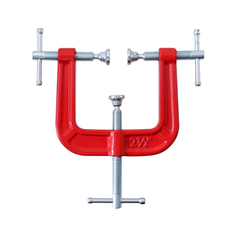 3-Way Edging Clamp Iron Face Frame Clamps Adjustable C Clamp with Sliding T-Handle for Cabinet Carcass and Edging Shelves