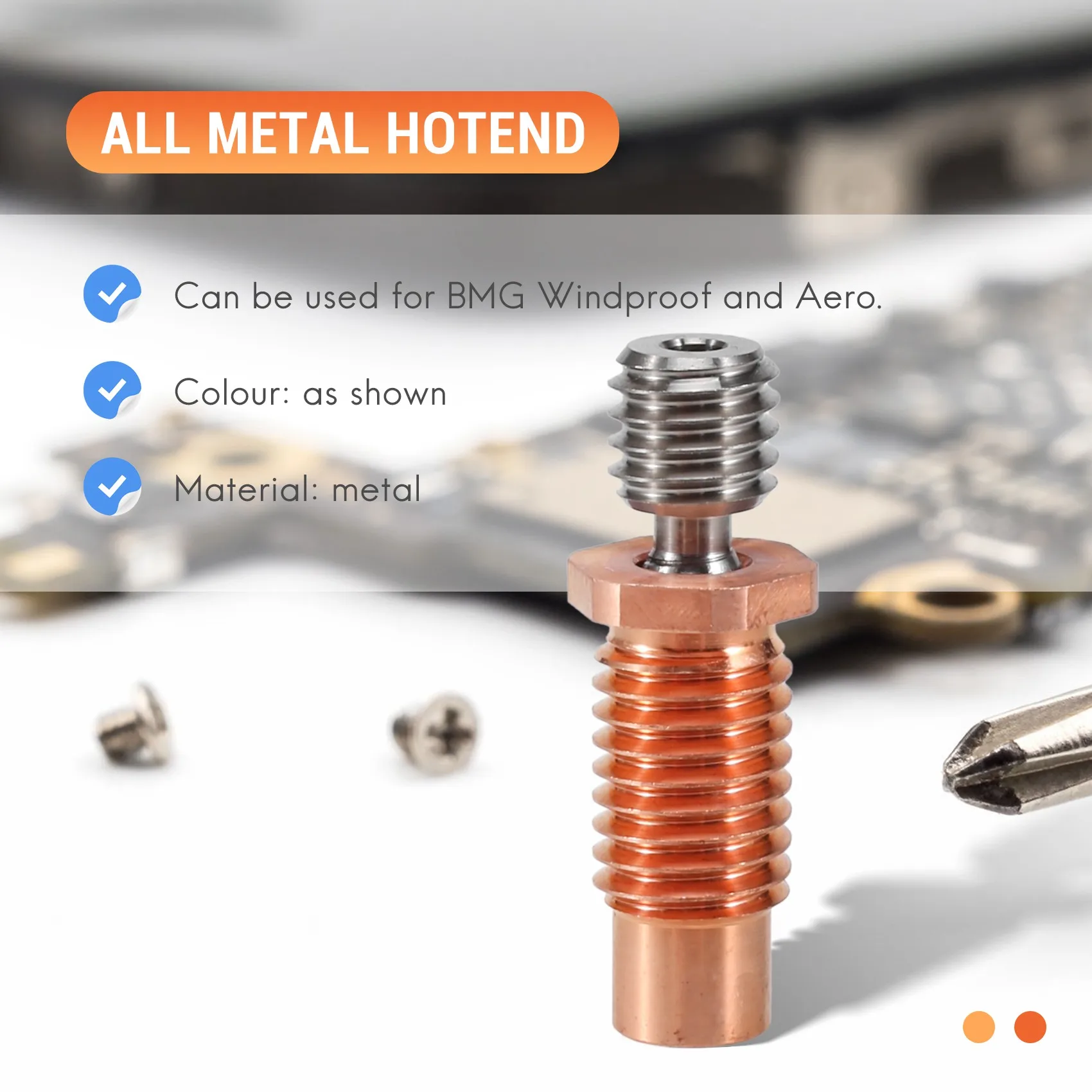 B50B-All-Metal Bi-Metal V6-Tcrazy Heatbreak Titanium & Copper 3D Printer Nozzle Bimetal Throat For 1.75Mm V6 Hotend Heater