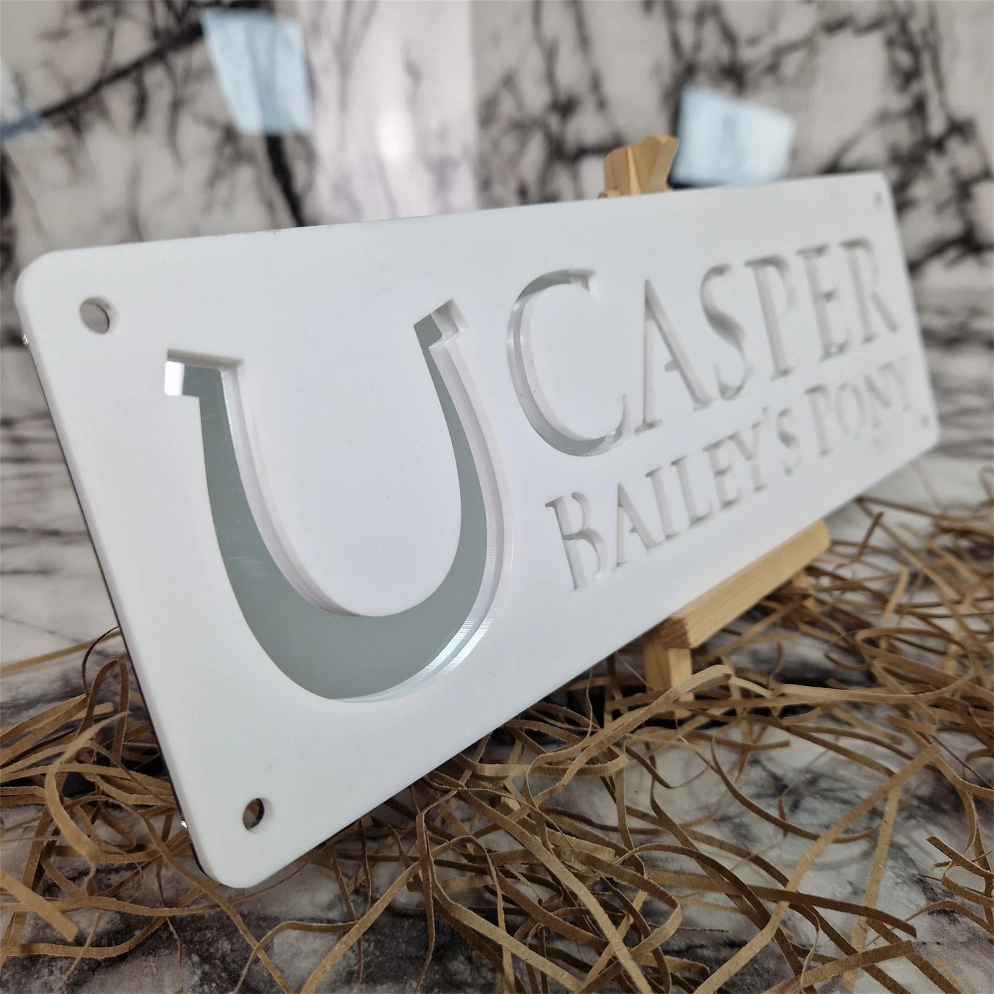 

Personalized Horse Lover Gift Laser-Cut Stable Sign with Silver Lettering Custom Pony Name Beautiful Decor Horse Enthusiasts