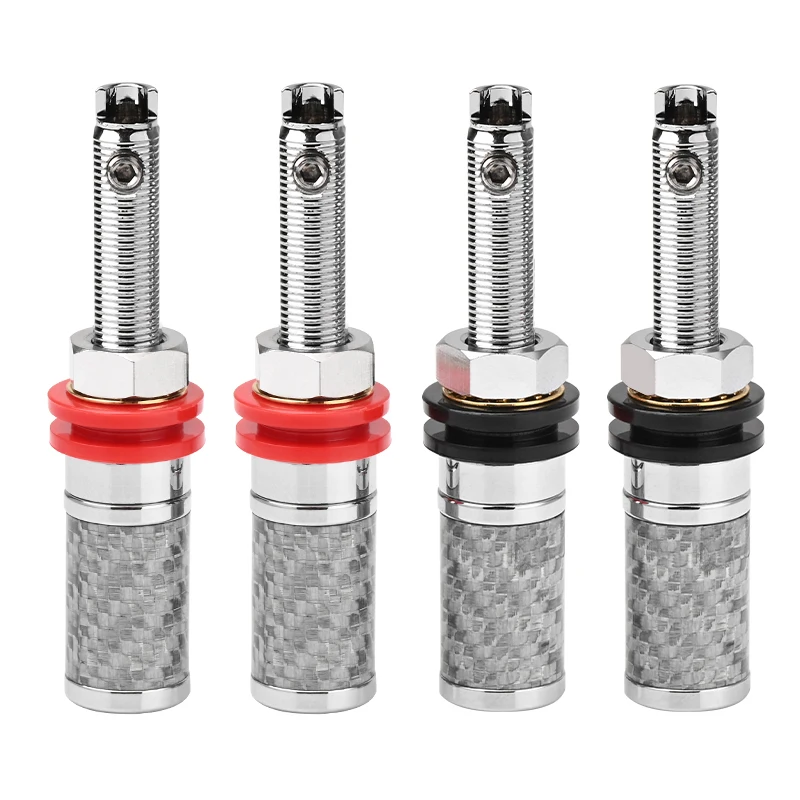 ATAUDIO 4-teiliger Hi-End-Hifi-Kohlefaser-Binde pfosten mit rhodinierten Audio-löt freien Bananen stecker klemmen 4