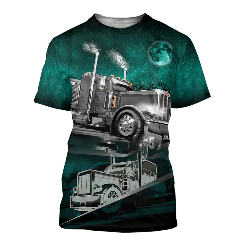 New Truck Graphics Summer Tough Guy Style Men's T-shirt Clothing 3D Printed Retro Casual Short Sleeve Oversized O-neck Loose Top