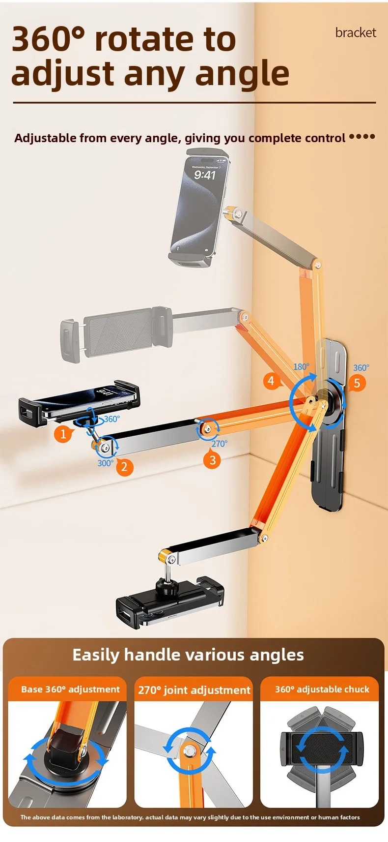 Wandmontierter Desktop-Telefon- und Tablet-Ständer mit Verstellbarem Schwanenhals-Klemmhalter für Schlafzimmer, Büro, Lesen und Videoanrufe – Detail 3