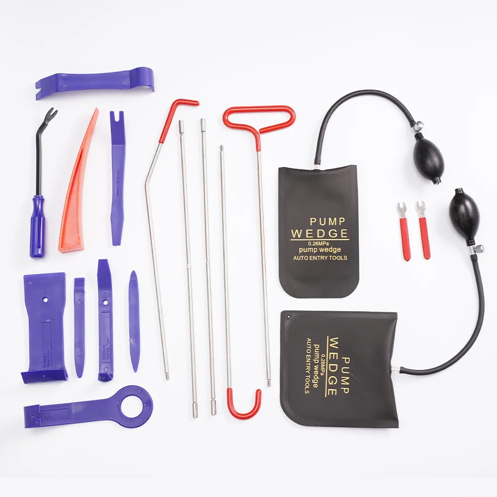 

Emergency Car Door Unlock Kit – Professional Air Wedge Pump Set with Thickened Cushion, Long Reach Grabber