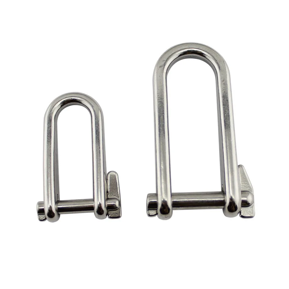 316 STAINLESS STEEL LONG U‑SHAPED SHACKLE WITH KEY PIN, FLAT LONG SHACKLE MARINE RIGGING HARDWARE ACCESSORIES FOR BOATS AND YACH