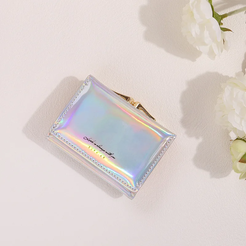 LaserinsCoin Purse，FemalepuCard Holder Clip Card Case，Student Fashion 70% off Versatile Short Cute Wallet，Women's High-End Birth