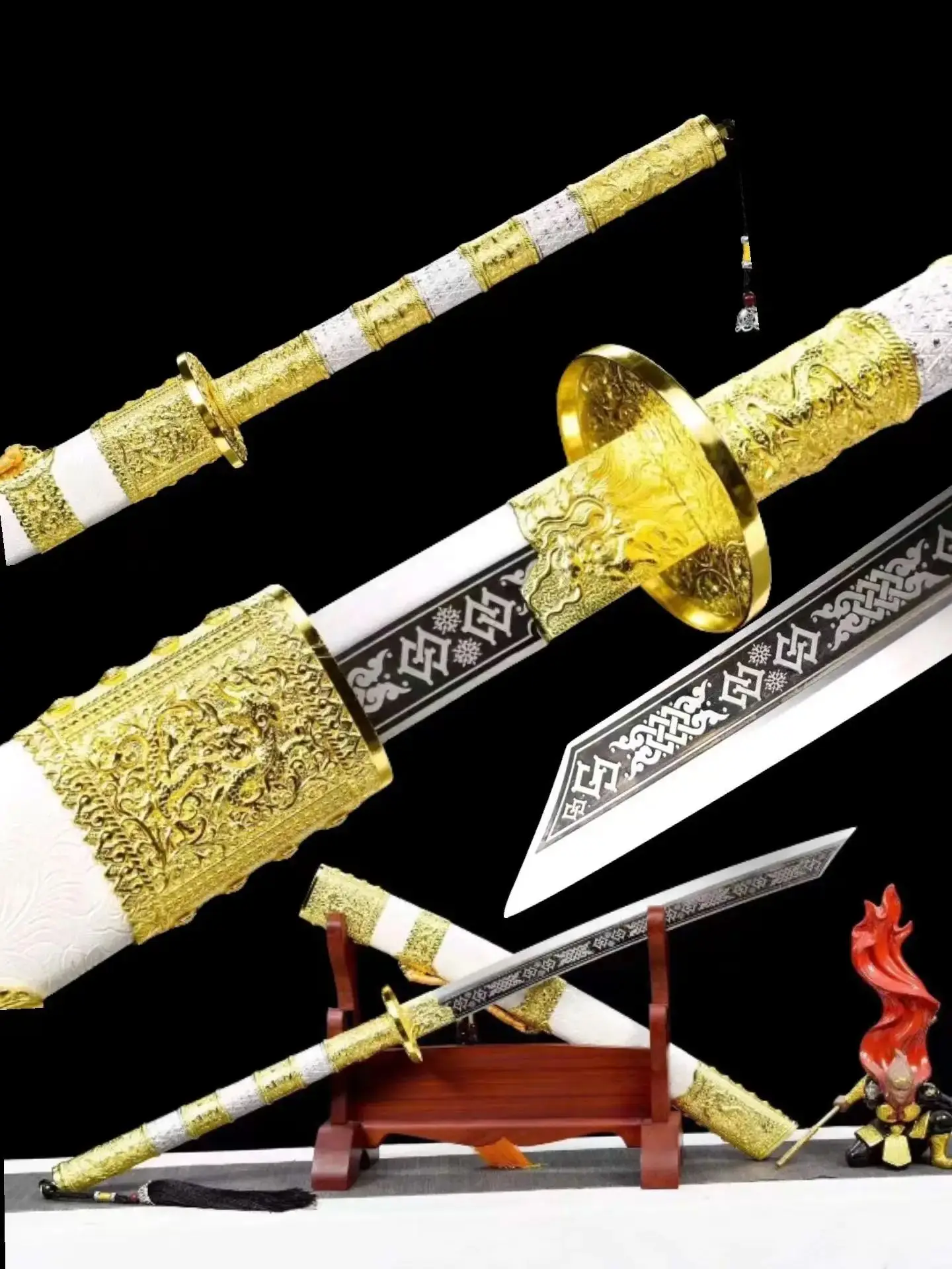 Chinese Kangxi Battle Sword, Integrated Alloy Handle, Real Handmade Multi Refined Extreme Manganese Steel Blade, Unsharp