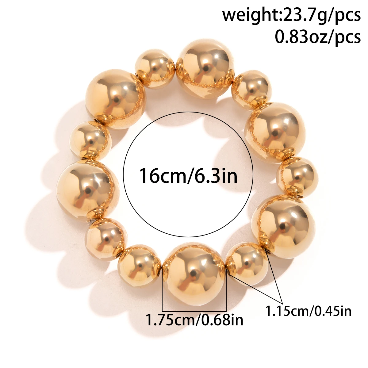 Lacteo Punk Big CCB Beads Strand Bracelet for Women Mix Color Round Ball Chain Bangles Party Wedding Street Jewelry Accessories