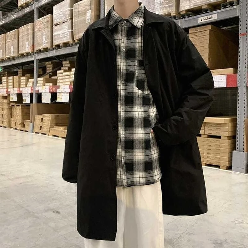 

High Quality Men's Trench Coat 2025 Spring Autumn Collection Khaki Oversized Casual Windbreaker Coat​