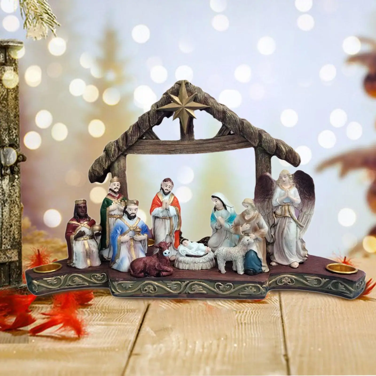 

Christmas Nativity Scene Figurine Set Tabletop Decorations Crafts Collectibles for Christmas Tabletop Religious Xmas Gift Decor