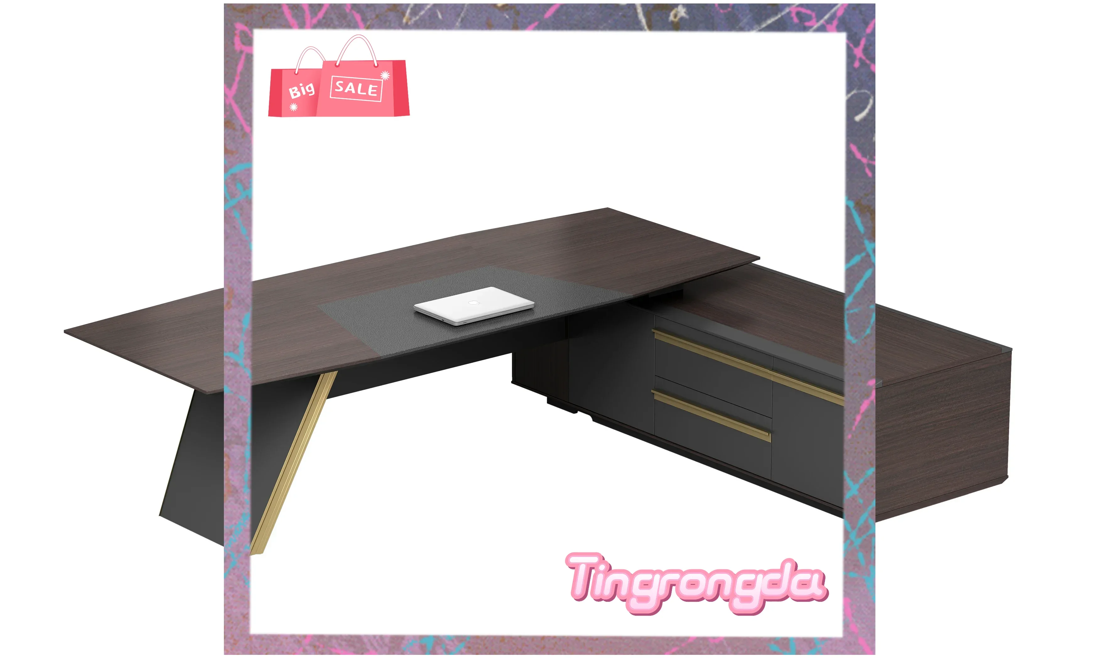 Attractive US Good Selling 2.4M Modern Design Luxury Workspace CEO Presidential Office Furniture Executive Desk