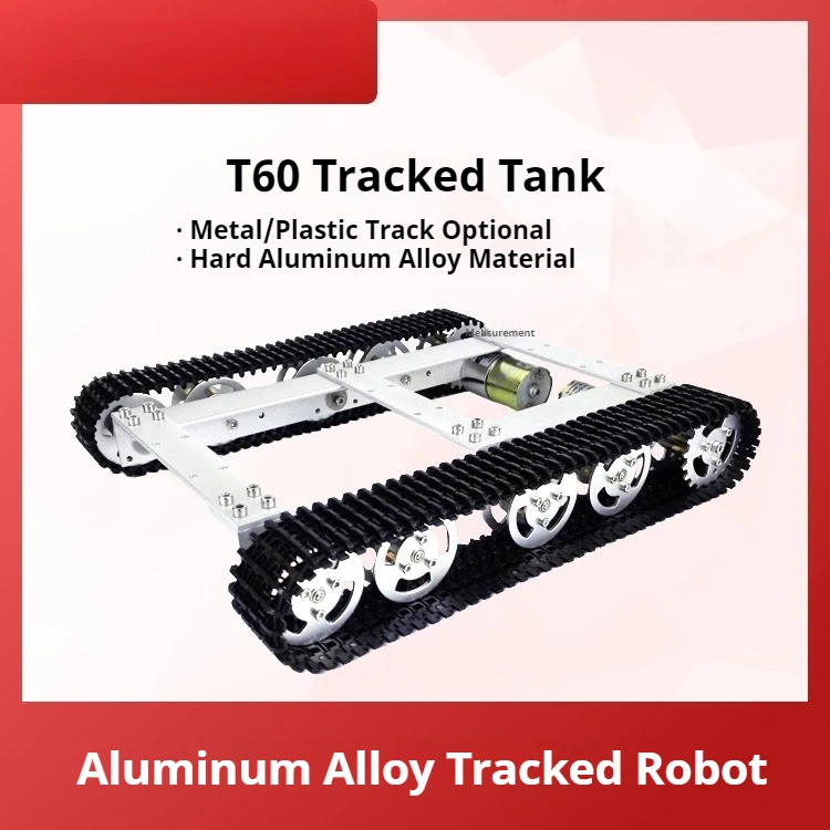 T60 Tracked Tank Vehicle, Aluminum Alloy DIY Robot Model, Supports Four-Wheel-Drive Tracked Vehicle Development