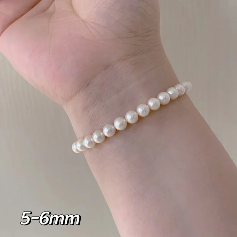 Natural Freshwater 3-6Mm Round Almost Leather Cord Pearl Bracelet High-End Feel