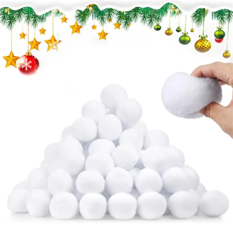 100Pcs White Fake Snowballs 2.4in Soft And Realistic Artificial Snowballs Indoor Outdoor Snow Fight Balls Christmas Tree Decor