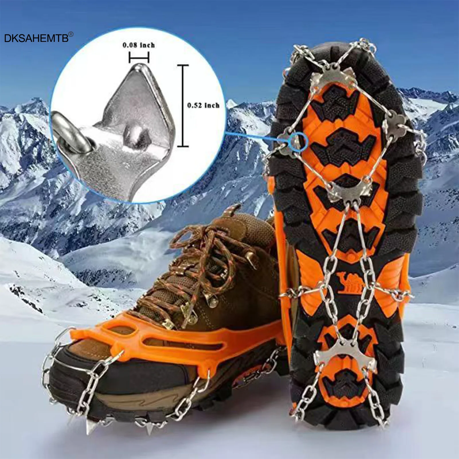 Skiing 8-toothed Ice Claw Winter Outdoor Sports Non Slip Shoe Cover Formen And Women Durable Metal Sole Nail Chain For Camping