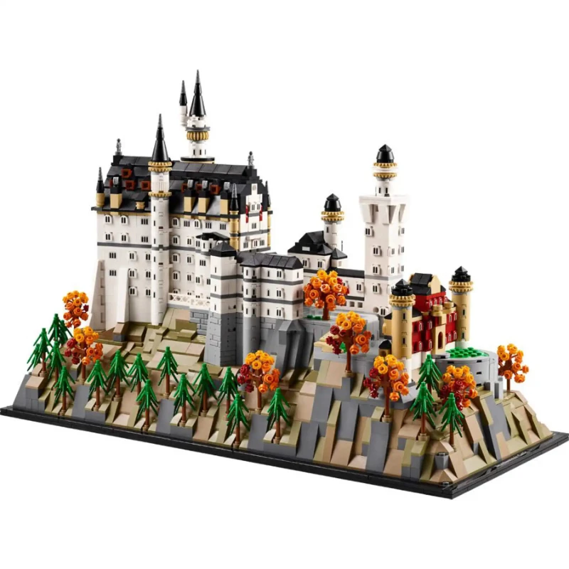 Castillo de Neuschwanstein 2025, modelo arquitectónico, paisaje del bosque europeo, juguete de ladrillo de construcción, regalo de Navidad
