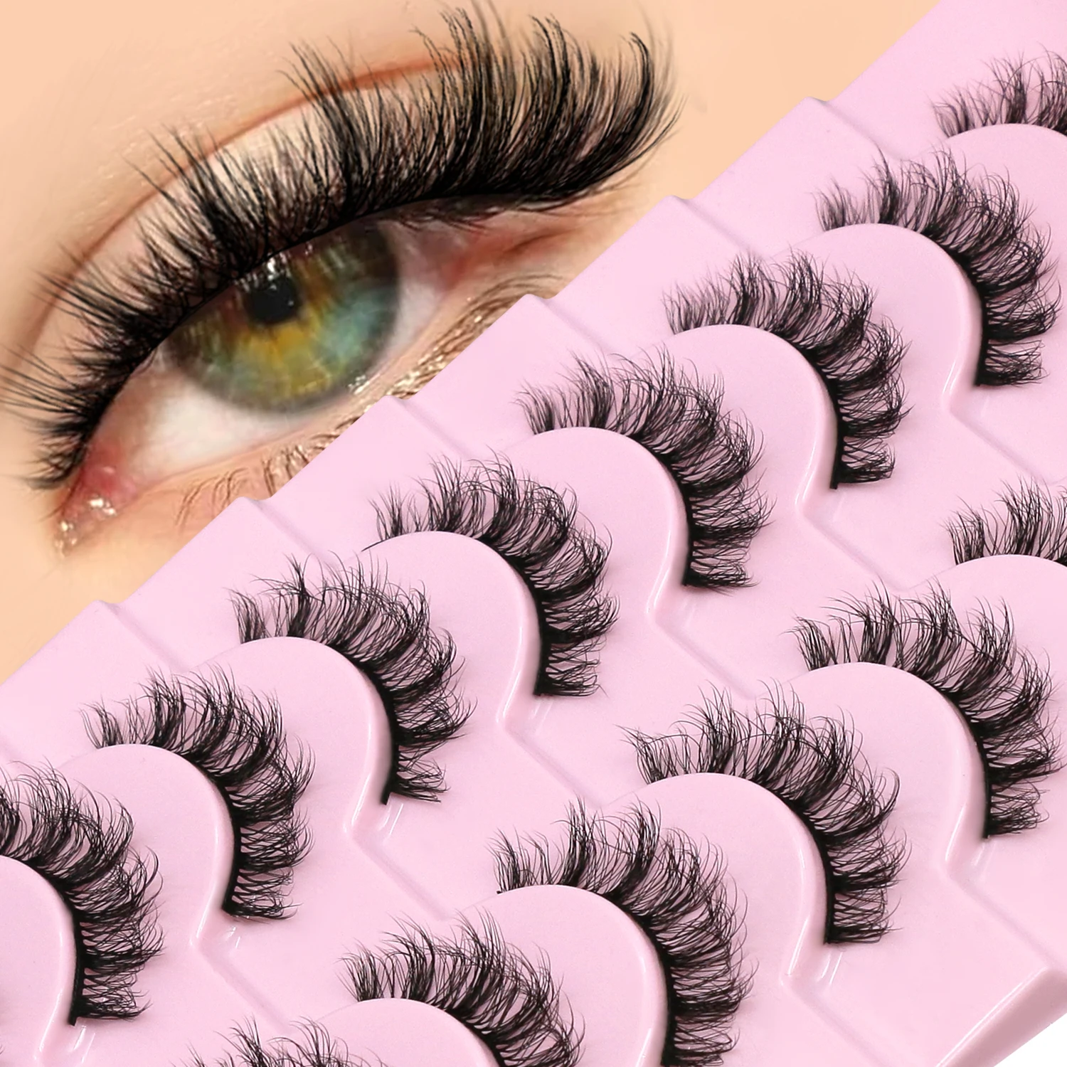 ขนตาปลอม GROINNEYA แบบขนแมว 3 มิติ ให้ความหนาแน่น เหมือนขนตาต่อ ขนตาปลอมมิงค์ ดูหนา นุ่ม งอนแบบ D