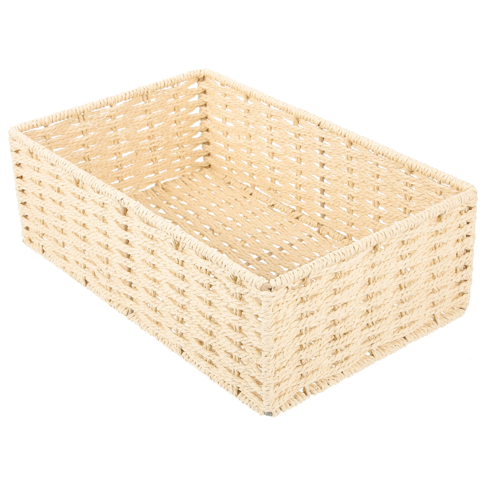 

Trendy Paper Rope Woven Basket, Functional Storage Organizer, Elegant Desktop Container for Miscellaneous Items