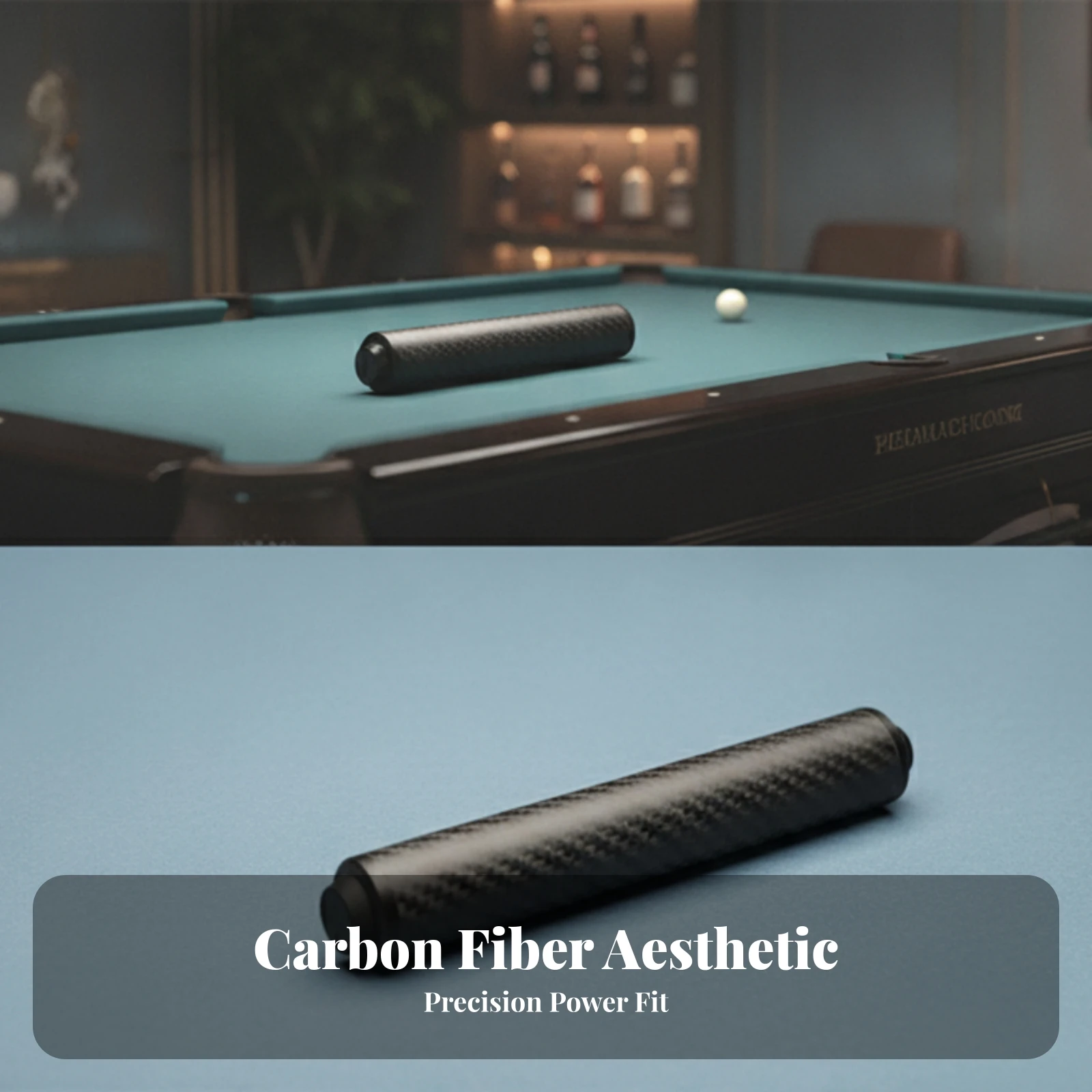 Cue Extension Handle Lightweight Fury-Compatible Carbon Fiber Cue Extension Handle Billiards Accessory Compact Comfortable Grip