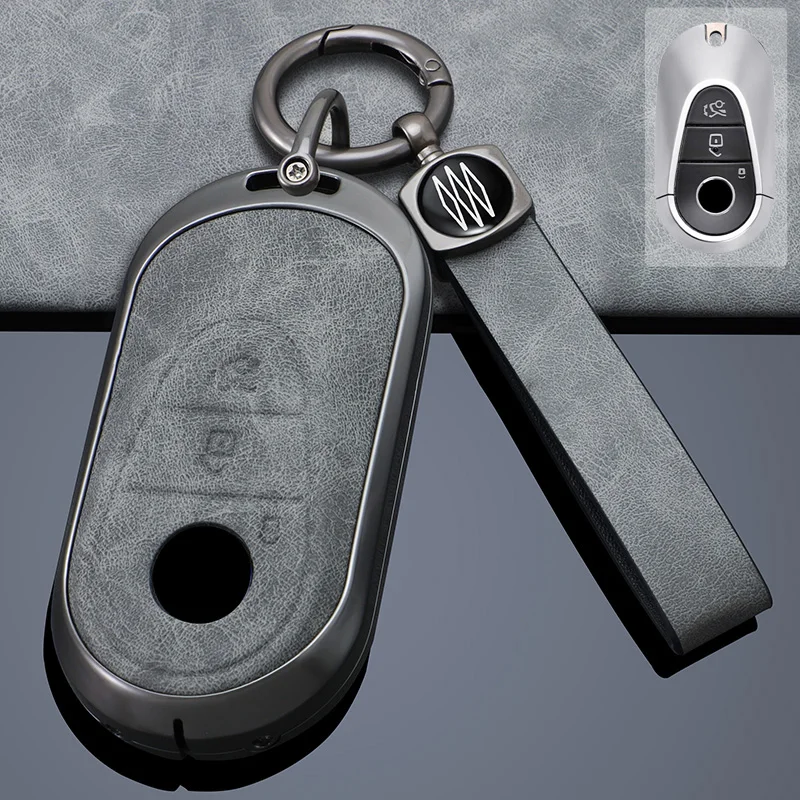 

Zinc Alloy + Leather Car Key Case for Mercedes Benz C S A Class W223 S350 C260 C300 S400 S450 S480 S500 Remote Key Protect Shell