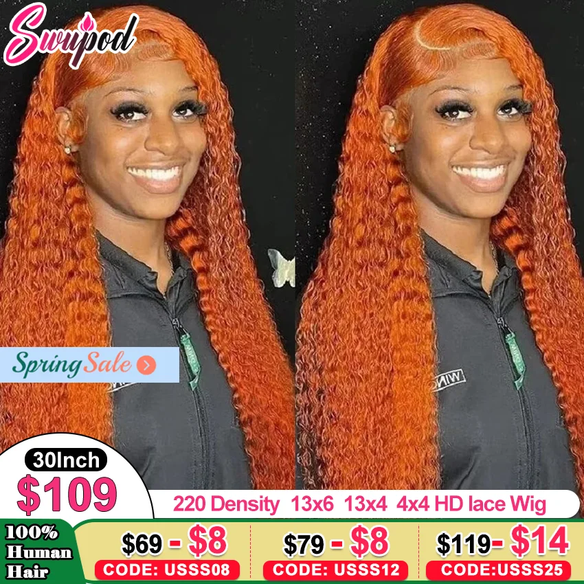 

Hd Ginger Orange Deep Wave 13x6 Lace Frontal Wigs for Women Human Hair Curly 350 Orange Colored 13x4 Lace Front Wigs Pre Plucked