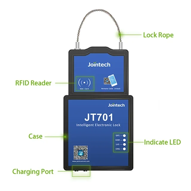 JT701 Real-Time Smart Gps E-Seal E-Lock Padlock For Mobile Asset Tracking