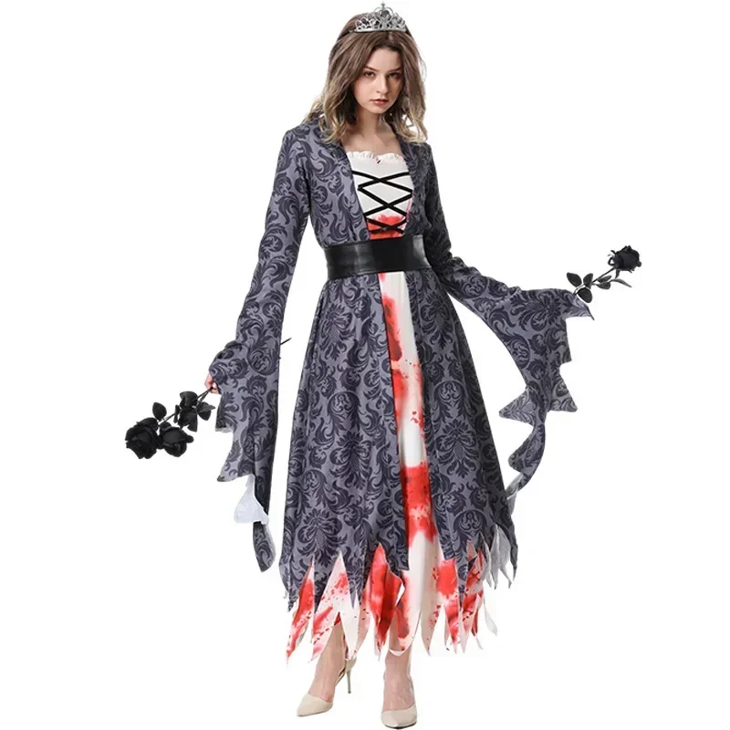SN88 Zombie Princess Costume for Adult Women Gothic Vampire Costume Fancy Dress Female Scary Halloween Cosplay for Women Zombie