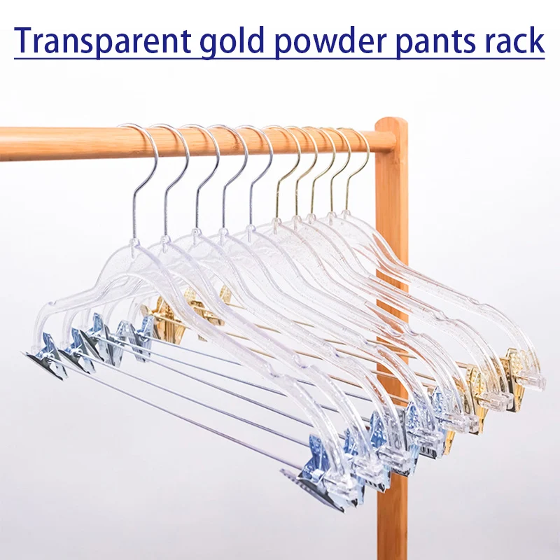 

5pcs Acrylic Pants Hanger Space Saving Trouser Skirt Storage Rack Transparent Traceless Closet Clothes Towel Drying Hangers