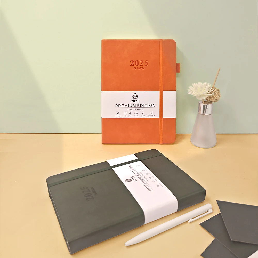 Imagem -02 - Strap Notebook com Capa Dura de Couro Office Notepad Agenda Organizador de Agenda Planejador Semanal e Mensal 2025 a5